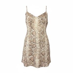 Audrey 3+1 Beige Snake Print Mini Slip Dress